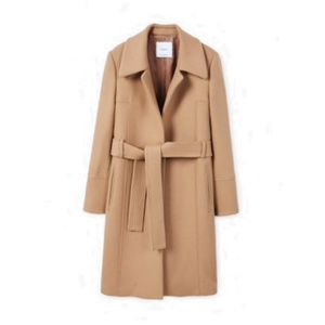 mango belted wool coat camel